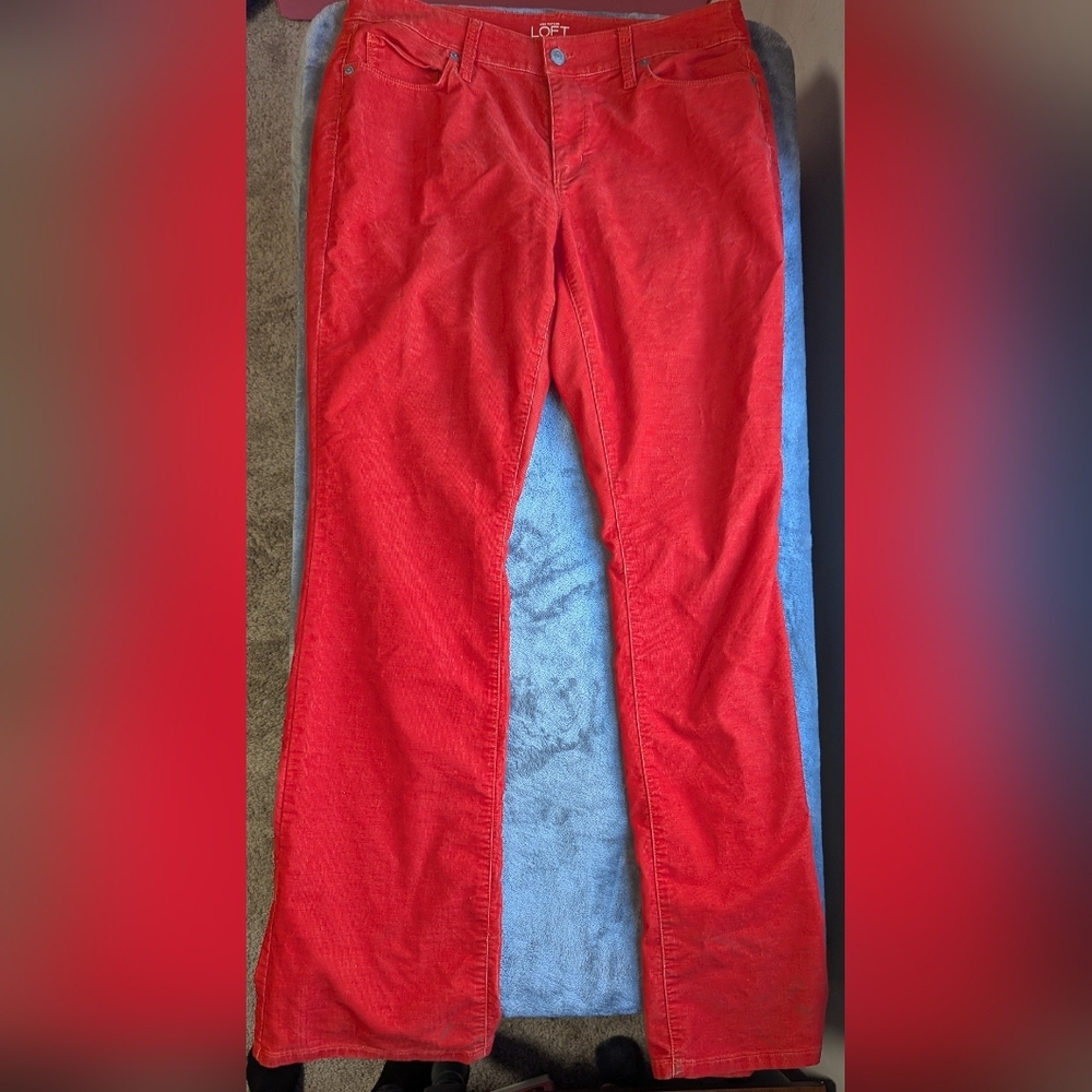 Ann Taylor Loft Size 30/10 Curvy Boot Bright Orange Corduroy Stretch Pants